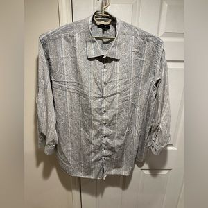 Synergy Men’s Casual Shirt Blue and Tan Paisley 5XL
